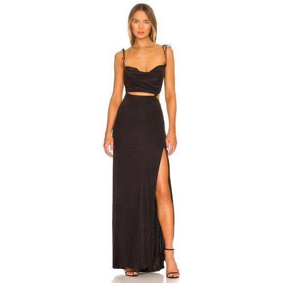 FOR Love & Lemons Kyra Cut Out Maxi Dress in Black - Picture 1 of 7
